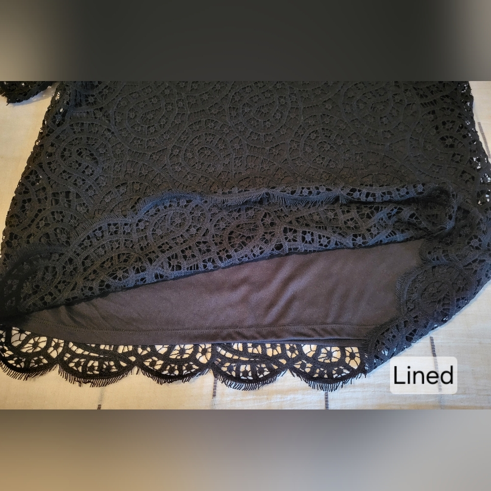 Philosophy Black Lace Short Sleeve Top XL - Picture 10 of 11
